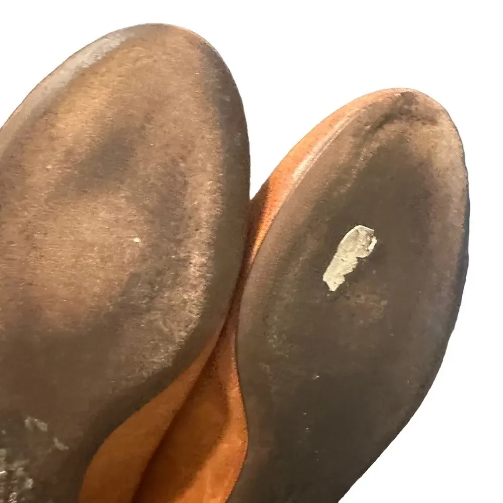 Vera Wang Rust Brown Leather Ballet Flats Back Zip Women’s Size 7
